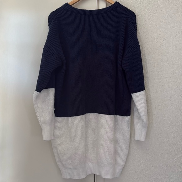 Chanel Navy Blue Oversized Knit Logo Sweater CC Double C Patch Fits M - XL - Picture 5 of 7